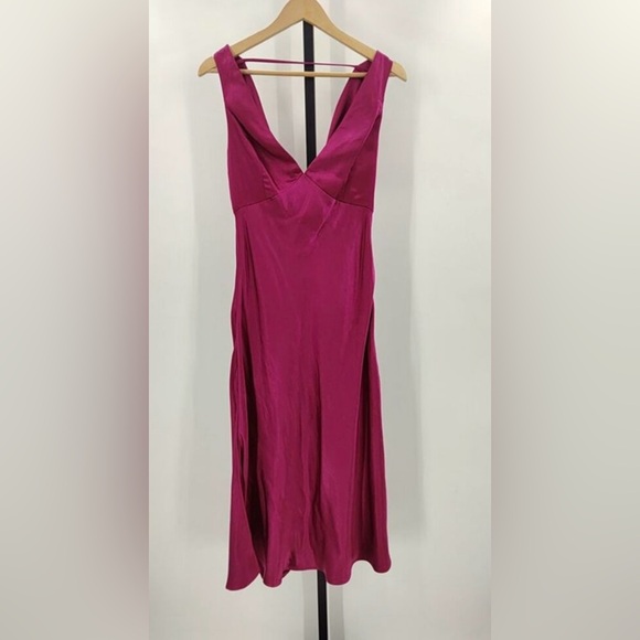 NWT - Lulus Incredible Love Magenta Pink Satin Cowl Back Midi Slip Dress - Picture 4 of 8